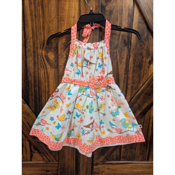 Sam and Sydney girls Sz 4 Halter style boutique dress birds butterflies EUC - Picture 1 of 6